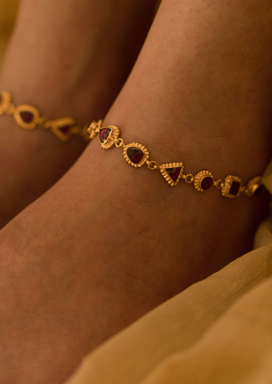 Single Line Tourmaline 'Tukra' Anklets (Pair)