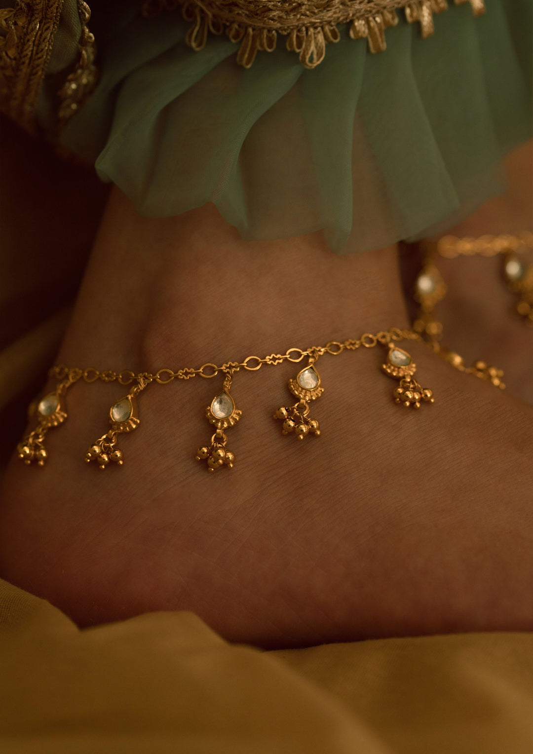 Tinkling Gold Plated 'Tukra' Anklets (Pair)