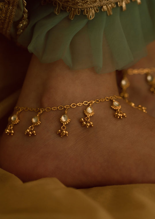 Tinkling Gold Plated 'Tukra' Anklets (Pair)