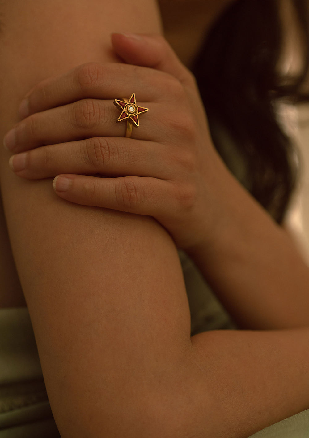 Coral Star Adjustable Tukra Ring