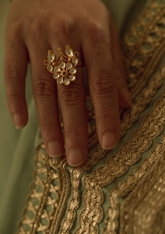 Vamika's Garden Flower 'Tukra' Adjustable Ring