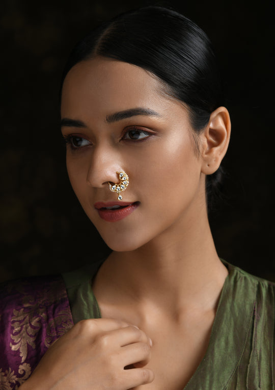Navmi Signature Kundan Clip-On Nath