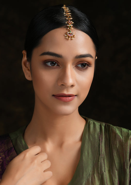 Navmi Antique Gold Polish Chand Maangtika