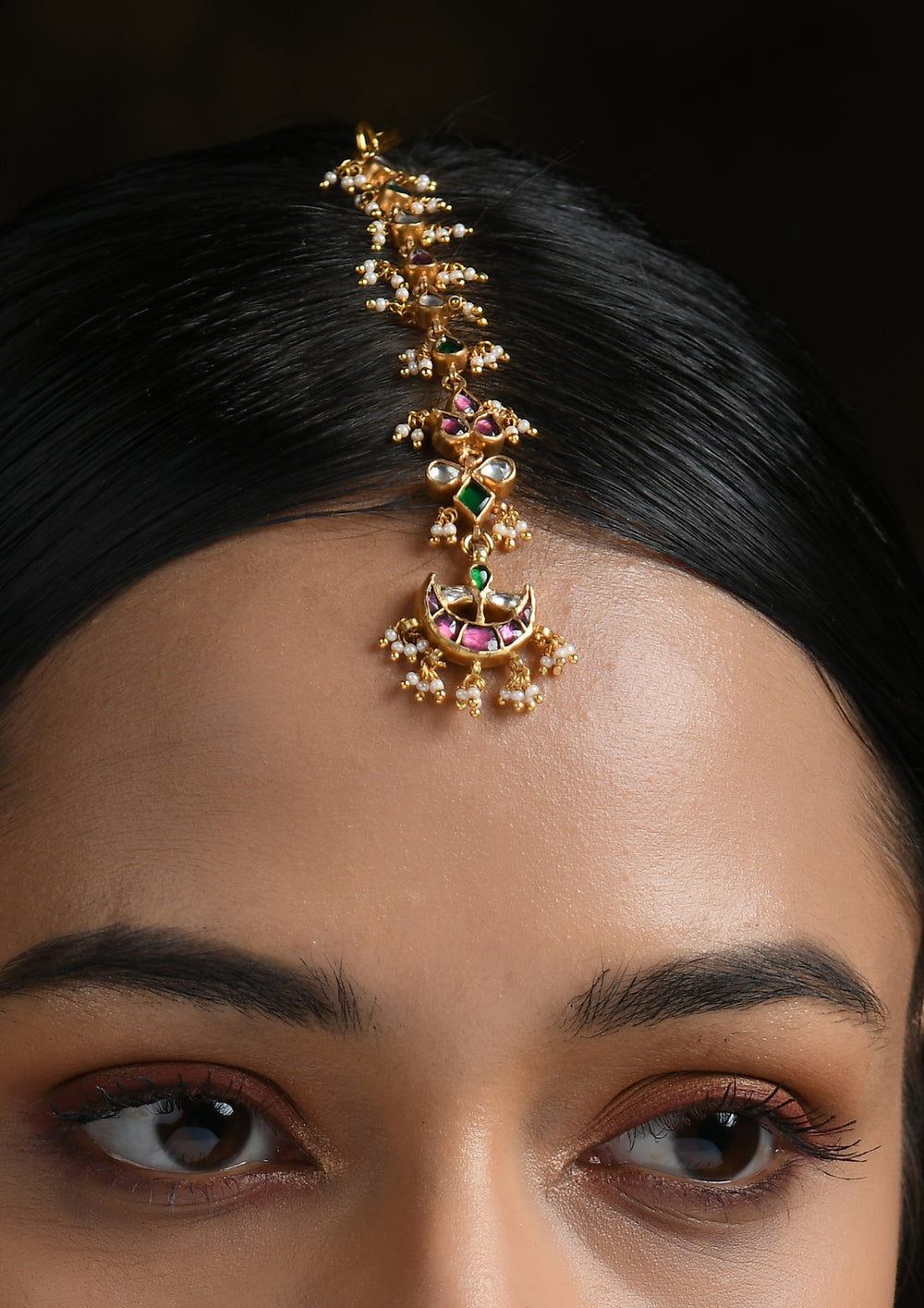 Navmi Antique Gold Polish Chand Maangtika