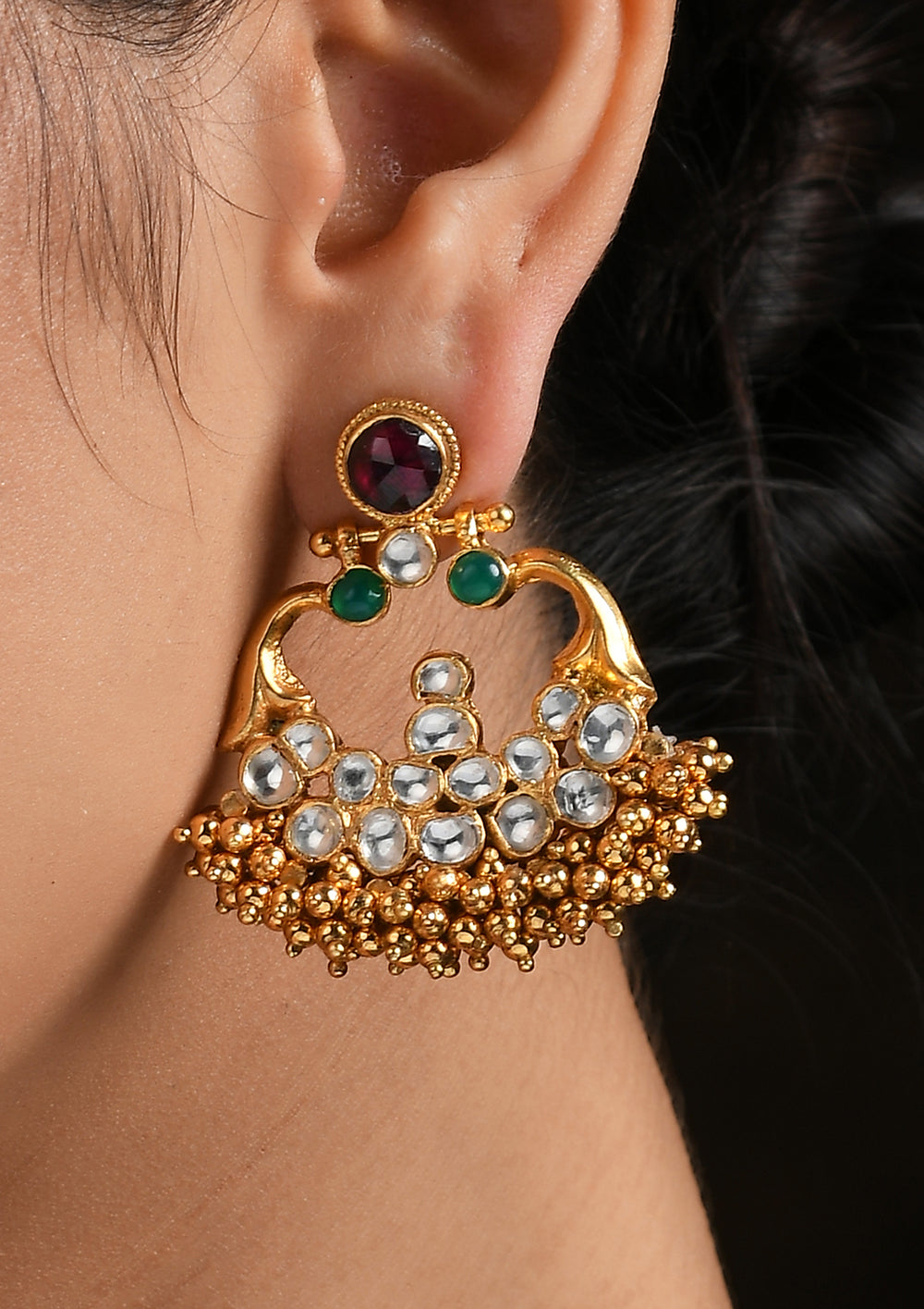 Golden Pipe Multicolored Earrings