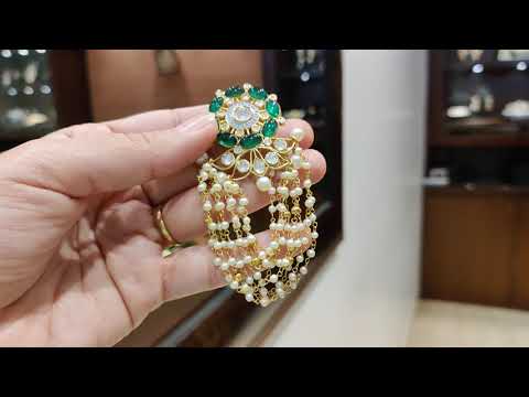 Izra Sterling Silver Green Onyx Wheel Earrings with Pearl String Fall