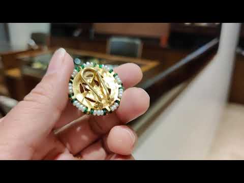 Small Multicolored Kundan Rooster Studs With Pearls