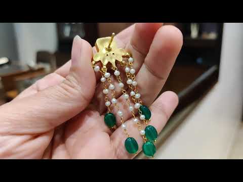 Blue Meenakari Danglers Earrings with Pearls