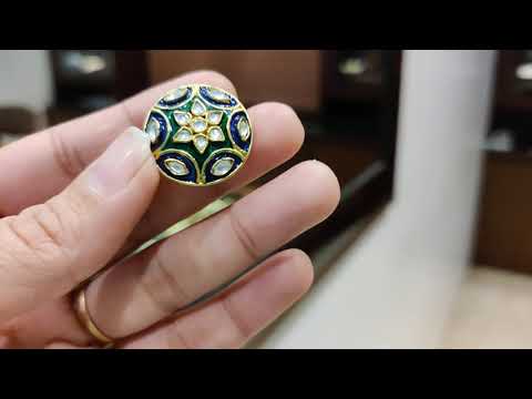 Dopehri Blue-Green Meenakari Polki Studs