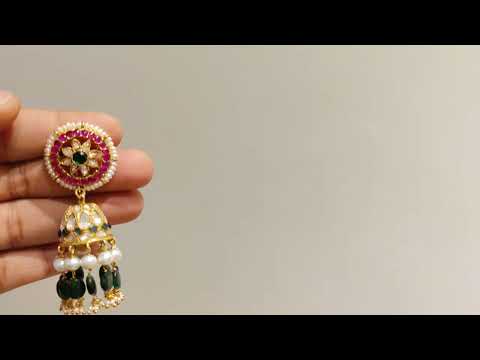 Sterling Silver Hariyali Jhumkas