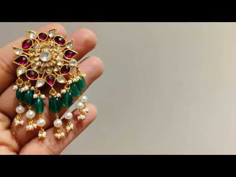 Multicolored Pachikari Hanging Studs