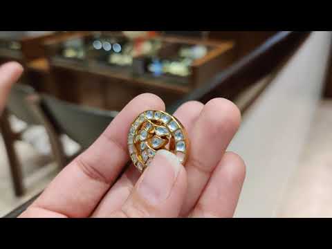 Small Kundan Rooster Studs in Semi Precious Polki