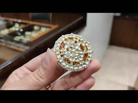 Navmi Big Kundan Rooster Studs With Pearls