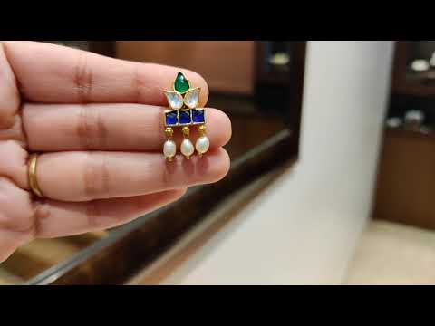 Dopehri Multicolored Leaf Hanging Studs With Pearl Drops