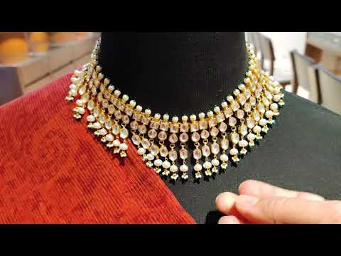 Classic Monochrome Three-Layer Kundan Necklace With Pearls
