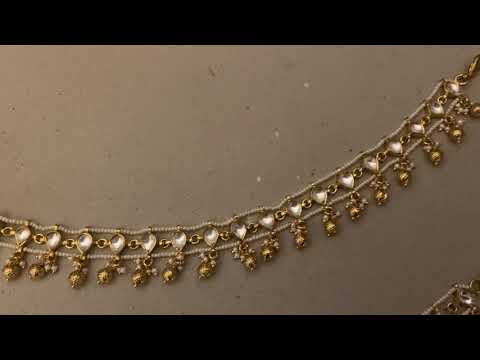 Classic Kundan Pearl Belt 'Tukra' Anklets (Pair)