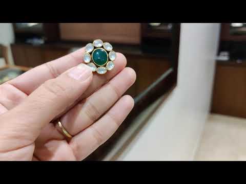 Dopehri Floral Green Onyx Polki Studs