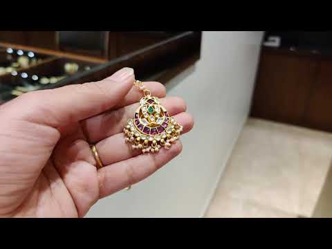 Navmi Classic Multicolored Pankhi Maangtika With Pearl String