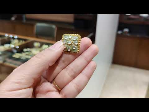 Dopehri Sea Green Meenakari Square Polki Studs Earrings