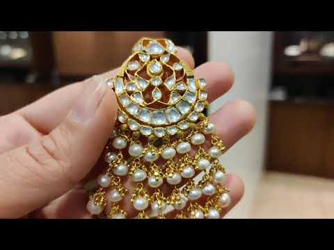 Gold Plated Pankhi Chaandbalis With Pearl Danglers