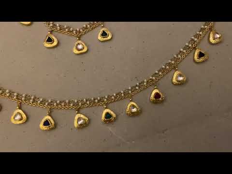 Multicolored Antique 'Tukra' Anklets (Pair)