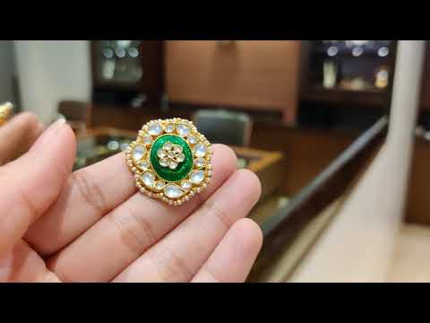 Navmi Classic Green Meenakari Studs With Kundan