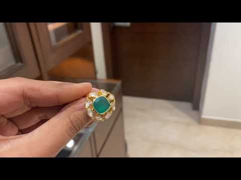 Sterling Silver Green Victoria Ring (Adjustable)