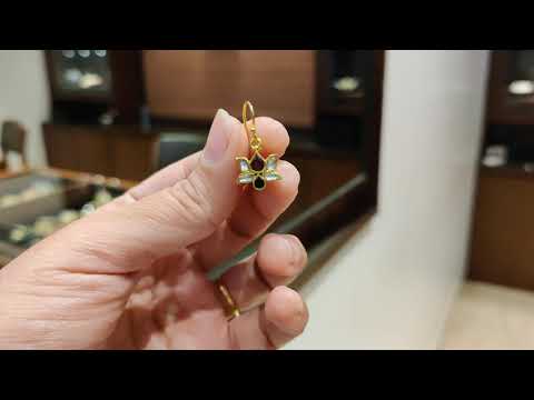 Dopehri Tiny Lotus Multicolored Fish Hook Earrings