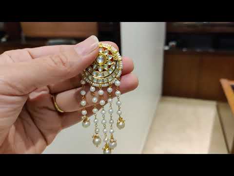 Monochrome Kundan Surya Dangler Earrings With Pearls