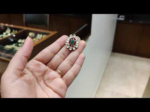Adjustable Multicolored Cut-Work Kundan Ring
