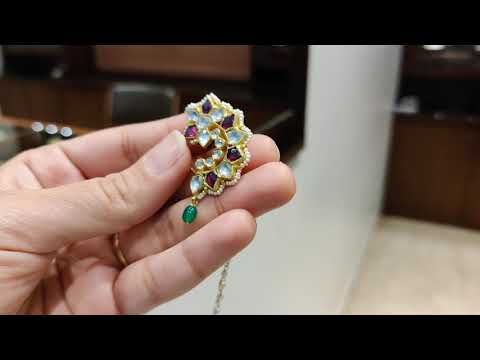 Dopehri Multicolored Maharastrian Clip On Nath With Onyx Drops