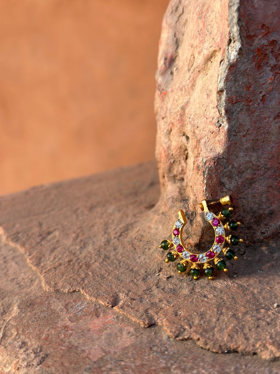 Sterling Silver Mor Nath with Emeralds