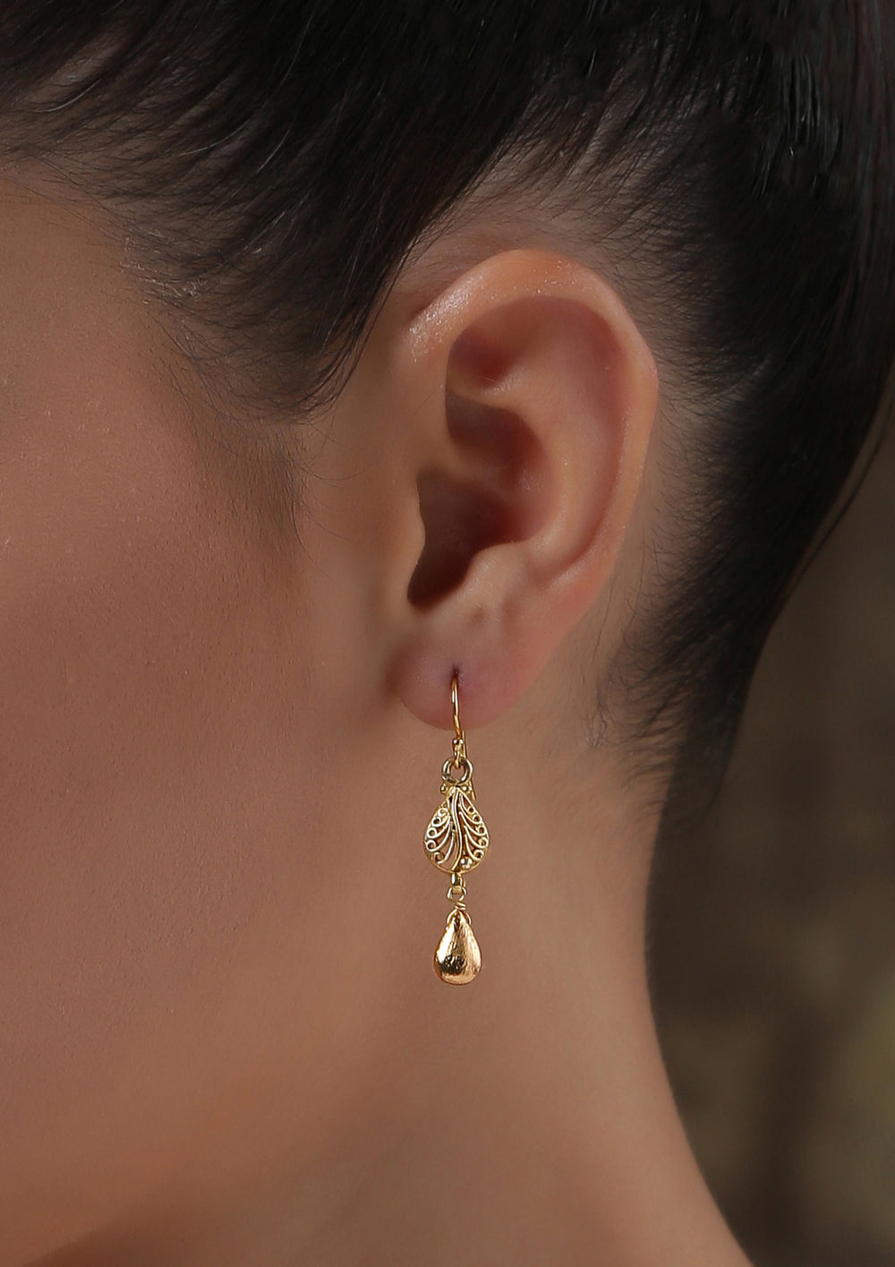 Golden Mango Fish Hook Earrings