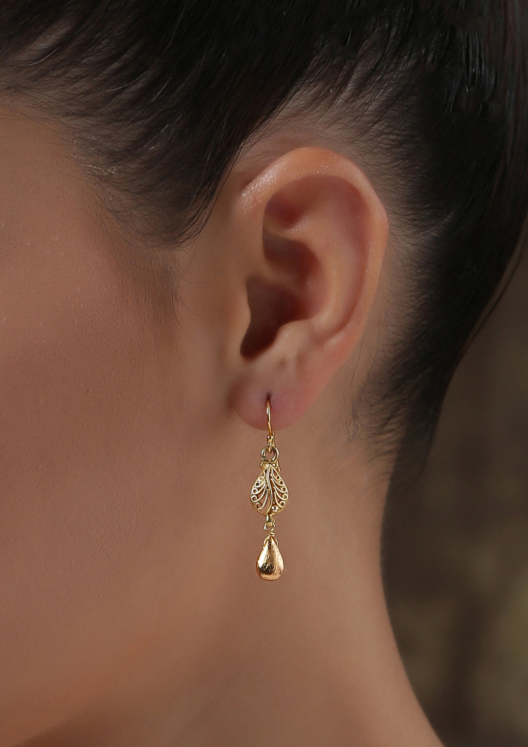 Golden Mango Fish Hook Earrings