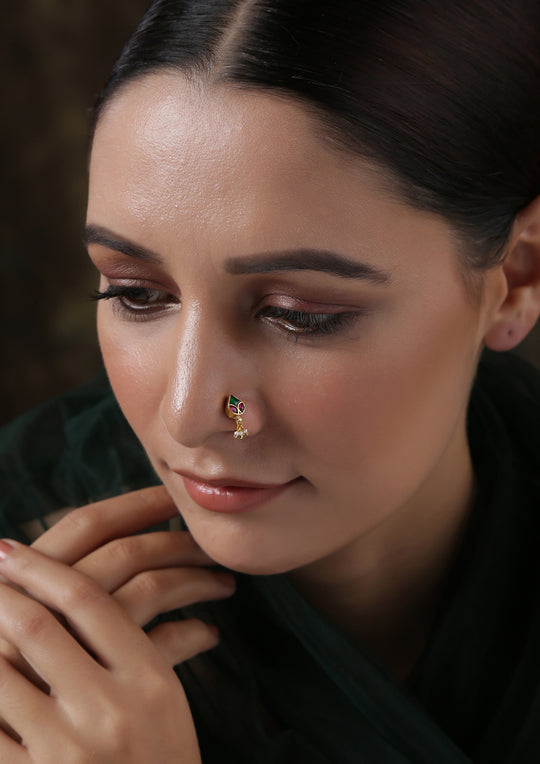 Dopehri Multicolored Tear Drops Clip On Nath With Pearl Hanging