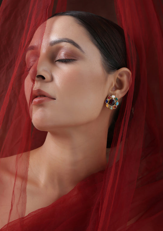 Dopehri Small Navratna Studs