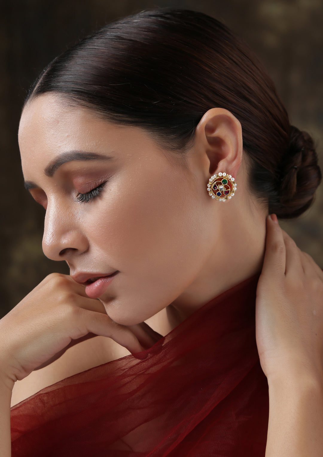 Dopehri Round Multicolored Studs