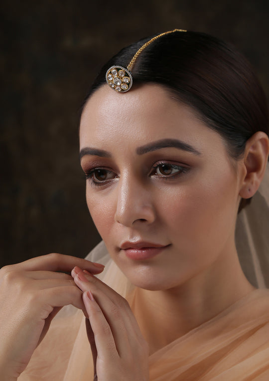Izra Sterling Silver Deep Green Semi-Moissanite Borla Maangtika